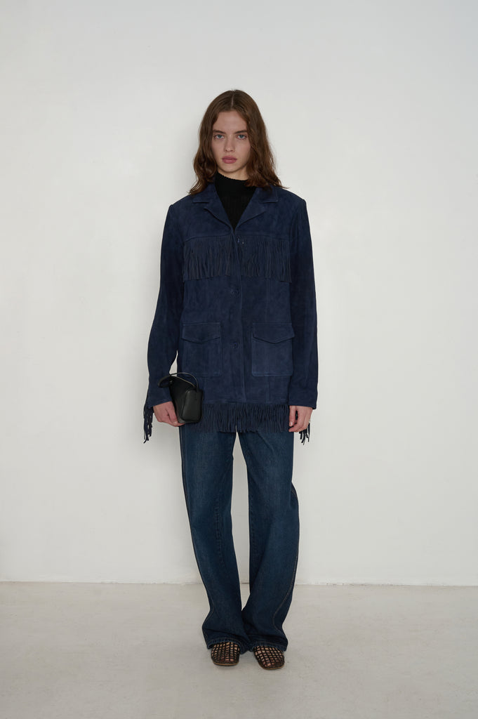 Yuma Suede Fringe Jacket in Midnight Suede | JACKET