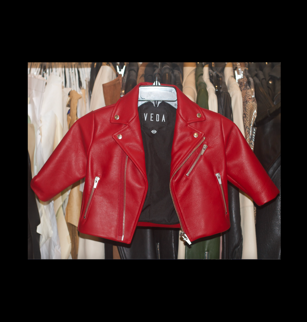 Zara red top leather jacket