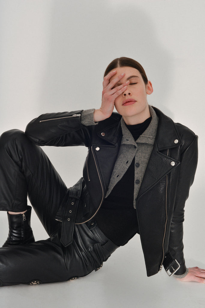 Jayne Classic Leather Jacket Black | Jackets | VEDA