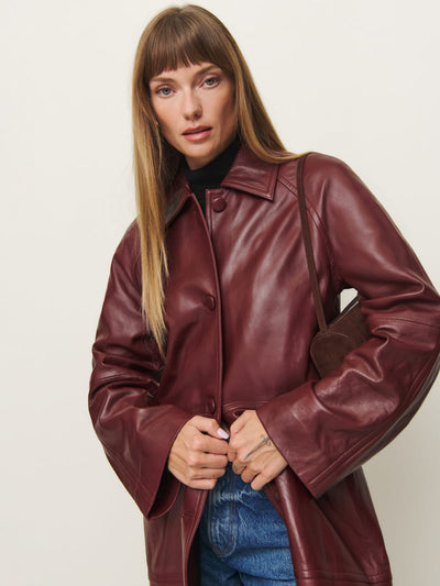 Veda Beck Leather Coat Chianti | JACKET/OUTERWEAR | VEDA