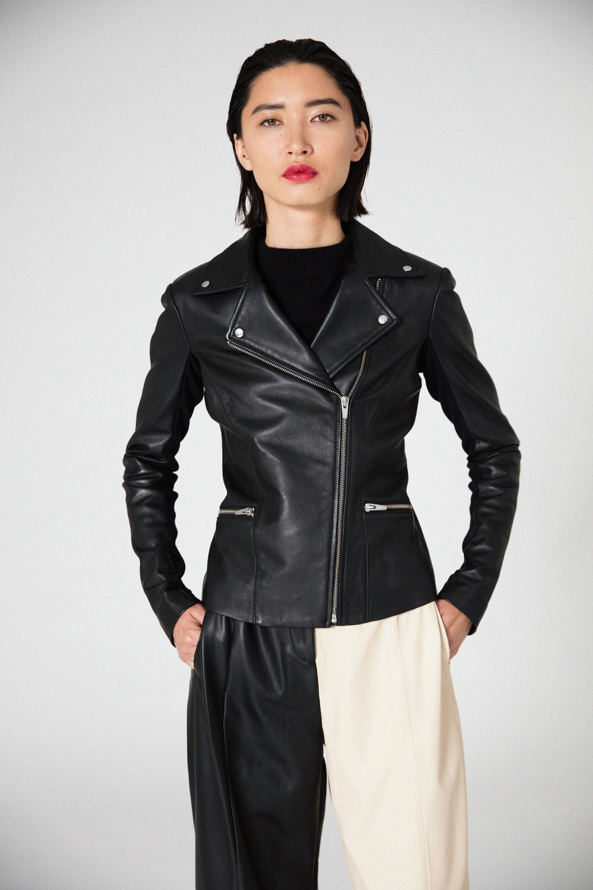 Dallas Smooth Leather Jacket Black | Jackets | VEDA